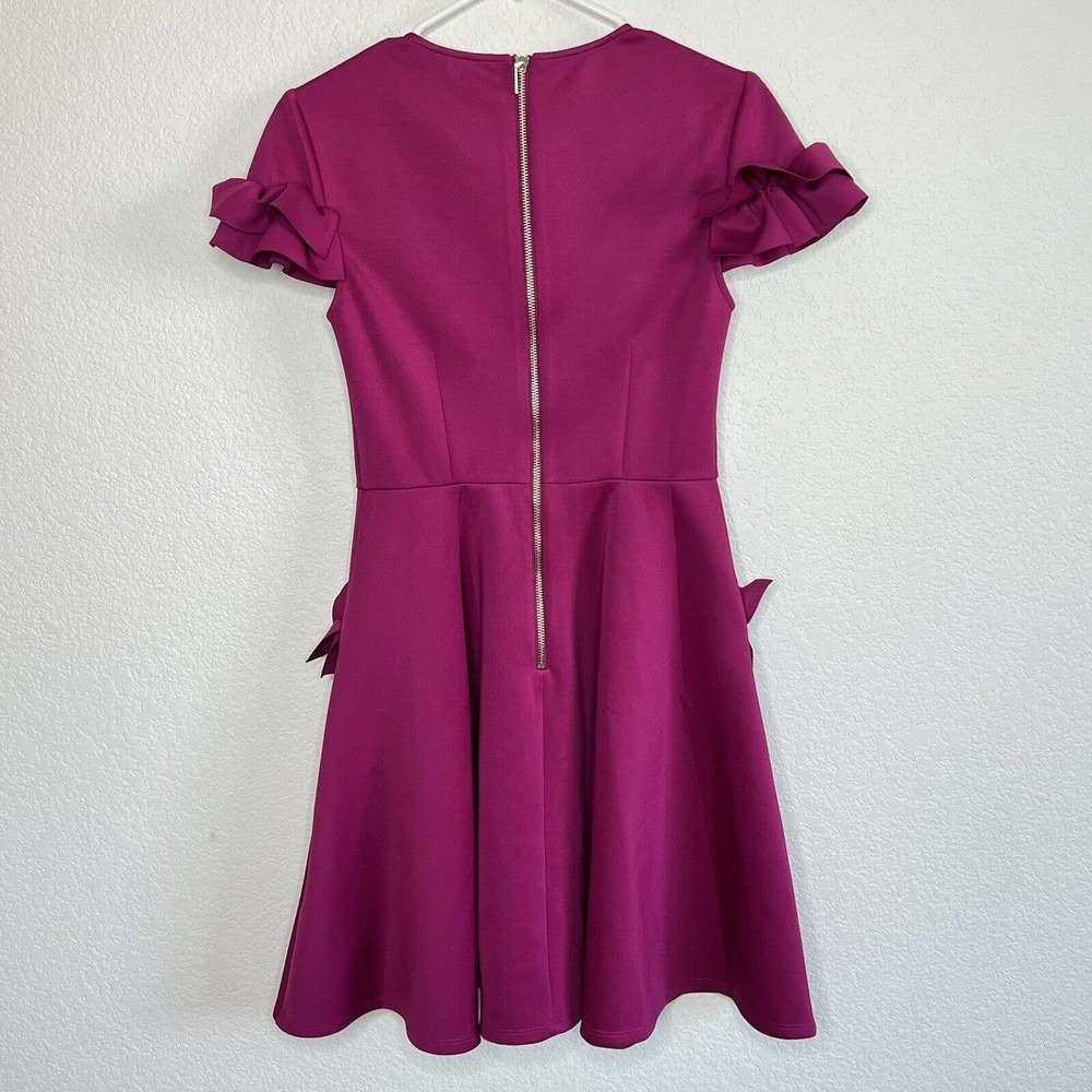 Ted Baker Luuciee Fit Flare Ruffle Scuba Dress Barbiecore Valentines Size 1 XS - Picture 8 of 12